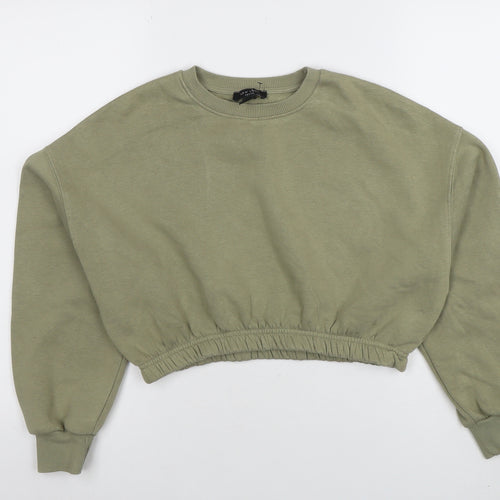New Look Petite Womens Green Size 6 Cropped Pullover Sweatshirt