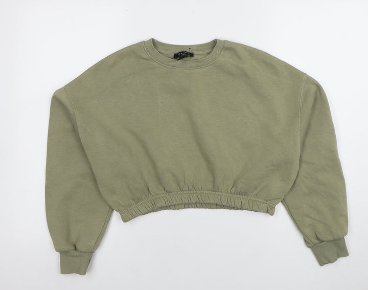 New Look Petite Womens Green Size 6 Cropped Pullover Sweatshirt