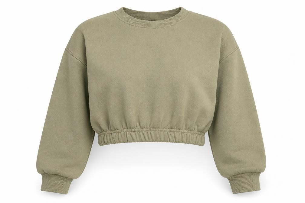 Front view of New Look Petite women’s green, size UK 6, cropped pullover sweatshirt