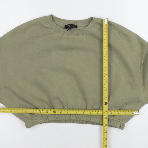 New Look Petite Womens Green Size 6 Cropped Pullover Sweatshirt