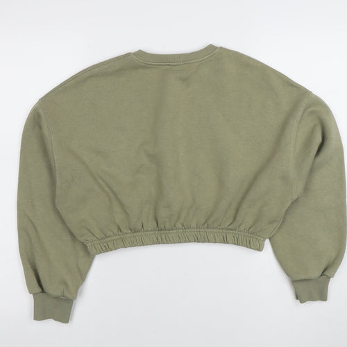 New Look Petite Womens Green Size 6 Cropped Pullover Sweatshirt