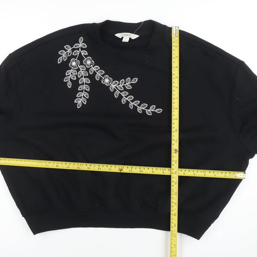 Marks and Spencer Womens Black Embroidered Pullover Sweatshirt S
