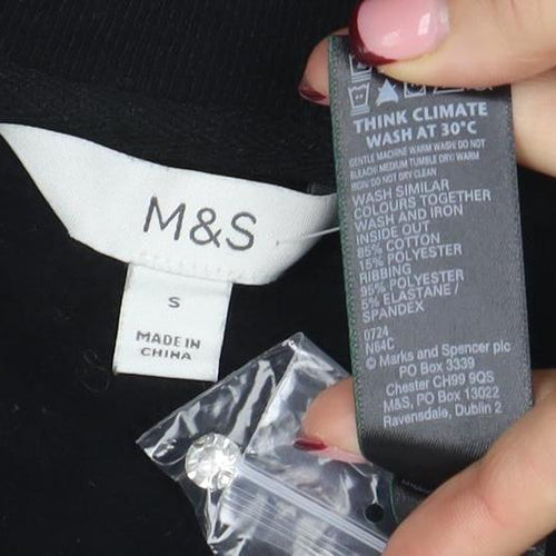 Marks and Spencer Womens Black Embroidered Pullover Sweatshirt S