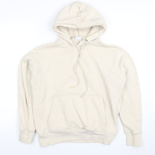 ZARA Women Beige Pullover Hoodie 65% Cotton 35% Polyester Size M