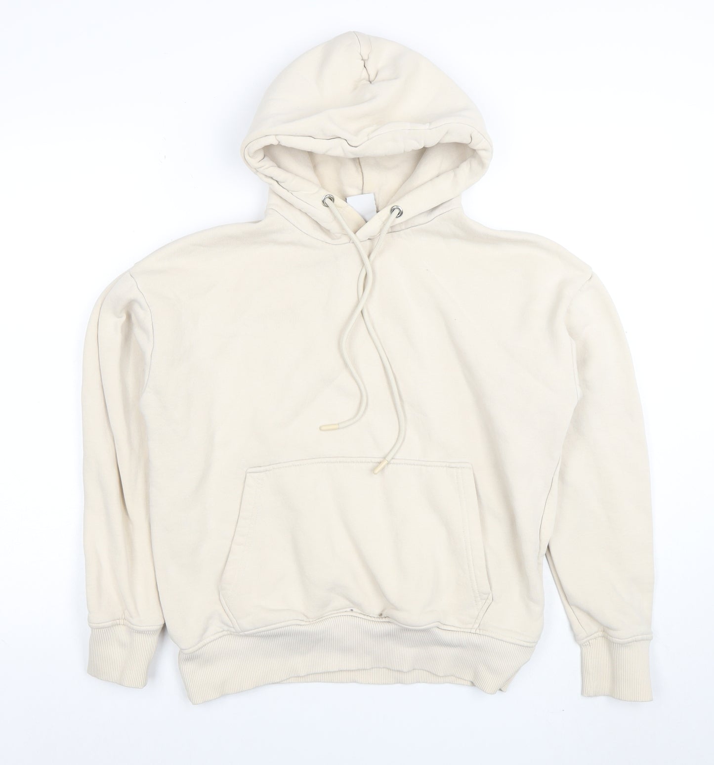 ZARA Women Beige Pullover Hoodie 65% Cotton 35% Polyester Size M