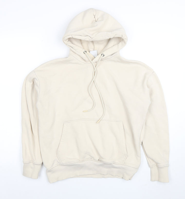 ZARA Women Beige Pullover Hoodie 65% Cotton 35% Polyester Size M