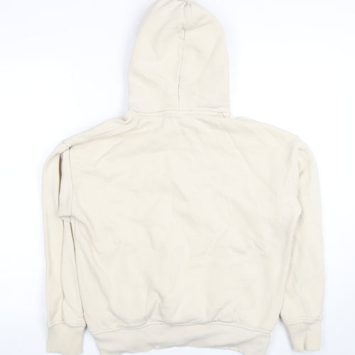 ZARA Women Beige Pullover Hoodie 65% Cotton 35% Polyester Size M