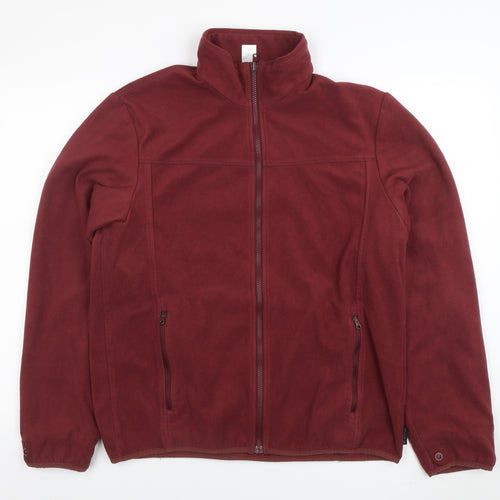 Decathlon Men's Red Fleece Full Zip Jacket XL Lightweight Warm Outdoor
