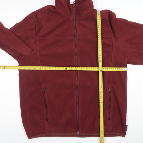 Decathlon Men's Red Fleece Full Zip Jacket XL Lightweight Warm Outdoor