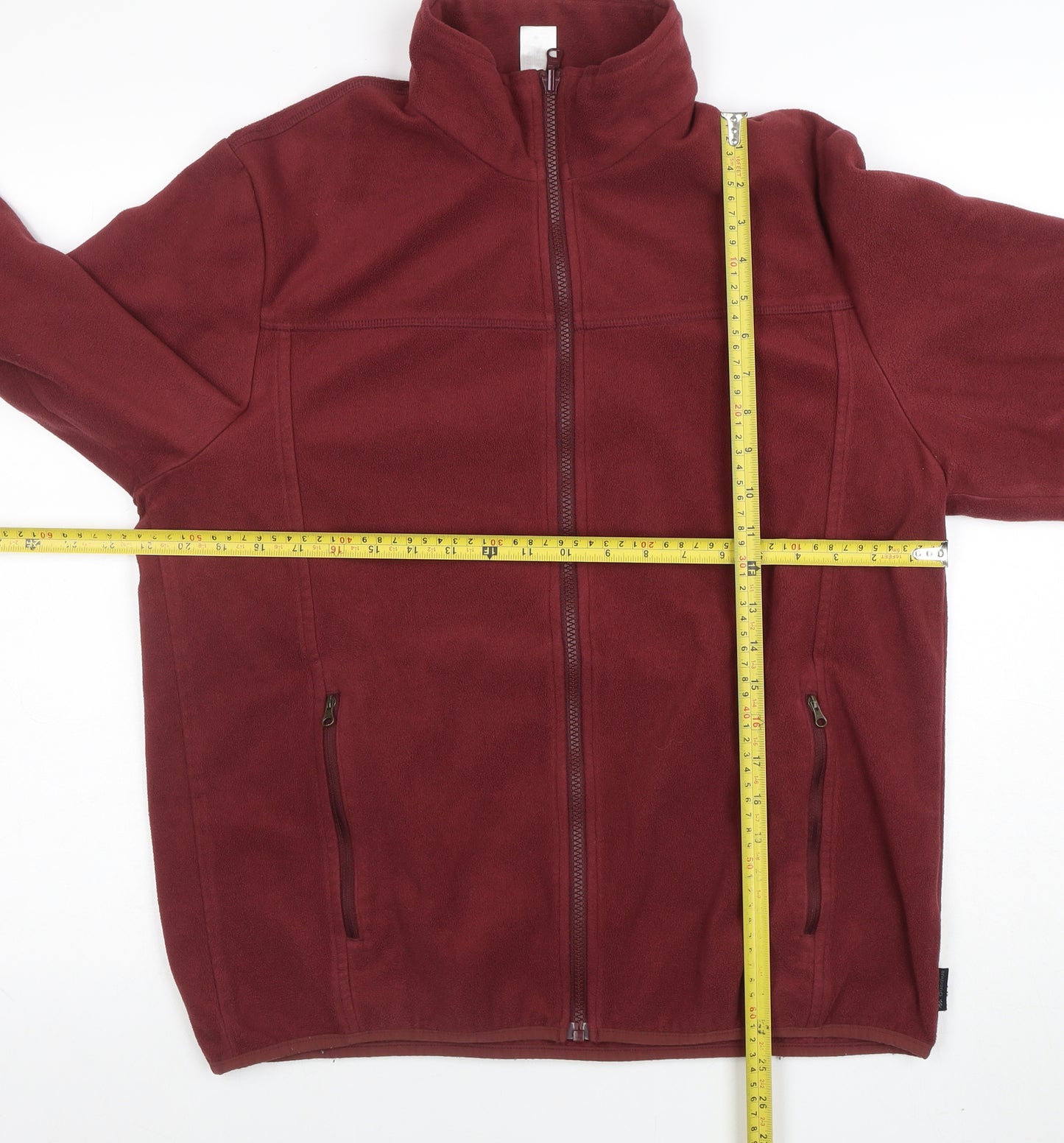 Decathlon Men's Red Fleece Full Zip Jacket XL Lightweight Warm Outdoor