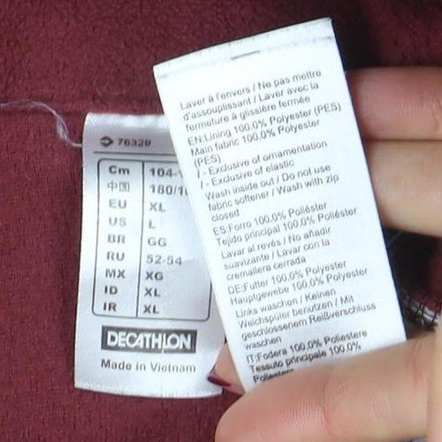Decathlon Men's Red Fleece Full Zip Jacket XL Lightweight Warm Outdoor