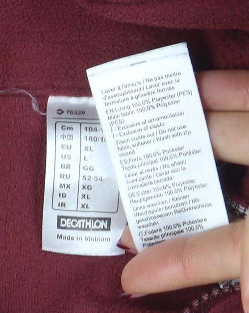 Decathlon Men's Red Fleece Full Zip Jacket XL Lightweight Warm Outdoor