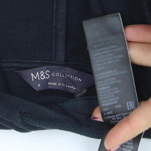 Marks and Spencer Womens Black Size 8 Pullover Hoodie