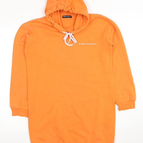 Select Women Orange Be Kind Hoodie Dress Size S Tunic Style