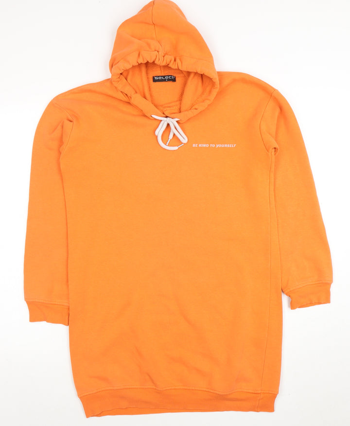 Select Women Orange Be Kind Hoodie Dress Size S Tunic Style