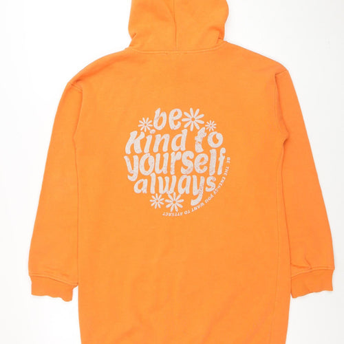 Select Women Orange Be Kind Hoodie Dress Size S Tunic Style