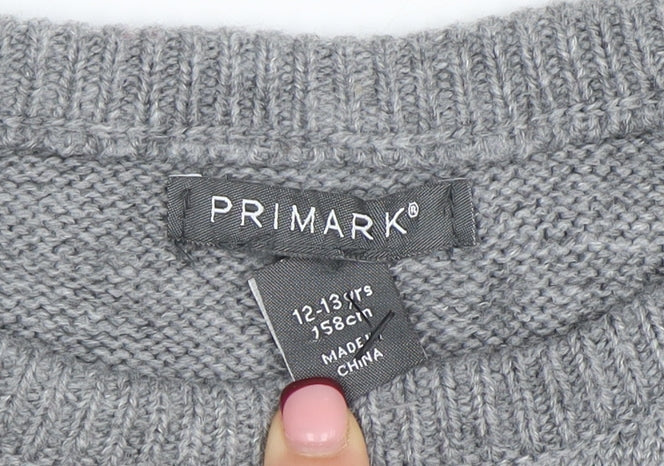 Primark Boys Grey Christmas Snowman Pullover Jumper 12-13 Years