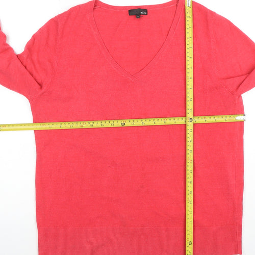 Next Women’s Pink V-Neck Long Sleeve Acrylic Jumper Size 18