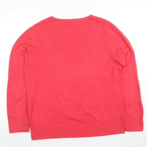 Next Women’s Pink V-Neck Long Sleeve Acrylic Jumper Size 18