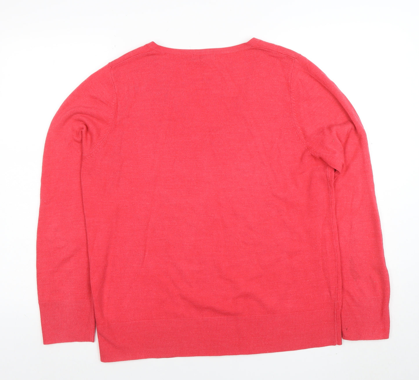 Next Women’s Pink V-Neck Long Sleeve Acrylic Jumper Size 18