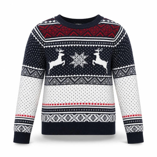 LO.G.G. Men's Blue Fair Isle Wool Blend Christmas Jumper L