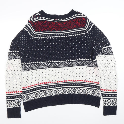 LO.G.G. Men's Blue Fair Isle Wool Blend Christmas Jumper L