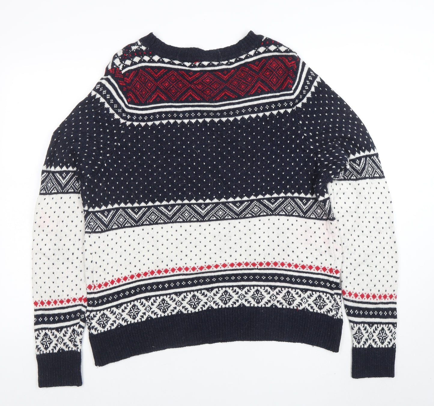 LO.G.G. Men's Blue Fair Isle Wool Blend Christmas Jumper L