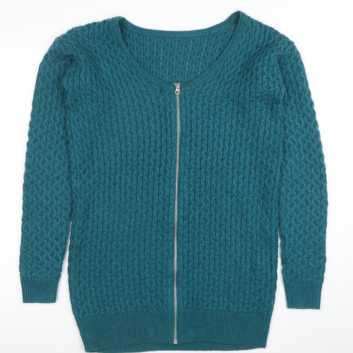 ASOS Women Blue Cable-Knit Full Zip Jumper Size 10
