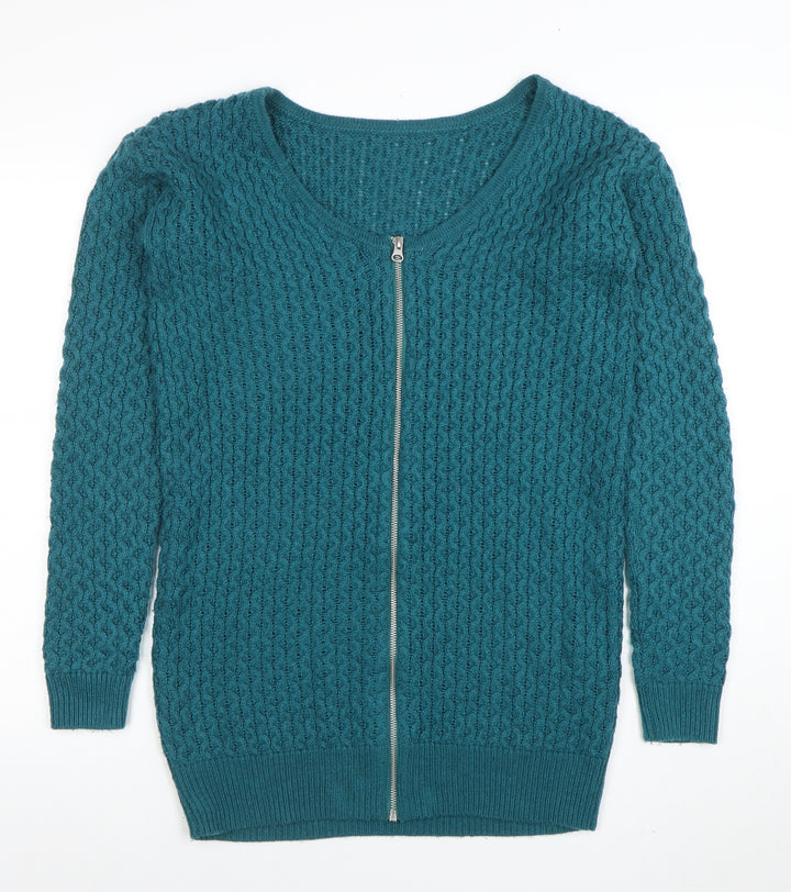 ASOS Women Blue Cable-Knit Full Zip Jumper Size 10