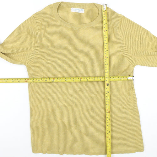 Primark Women's Beige XL Ribbed Crew Neck Long Sleeve Pullover Jumper