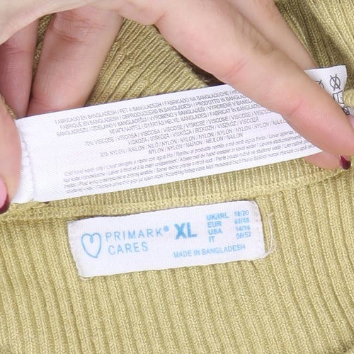 Primark Women's Beige XL Ribbed Crew Neck Long Sleeve Pullover Jumper