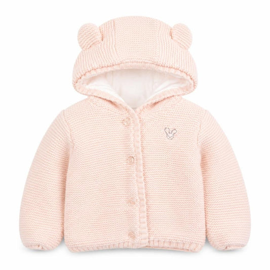 Front view of Very Pink Knitted Hooded Cardigan 9-12 Months unisex baby cotton lined