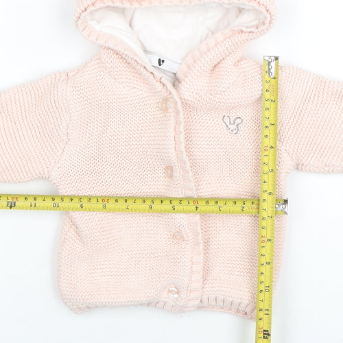 By Very Pink Knitted Hooded Cardigan 9-12 Months Unisex Baby Cotton Lined