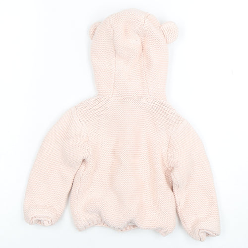 By Very Pink Knitted Hooded Cardigan 9-12 Months Unisex Baby Cotton Lined