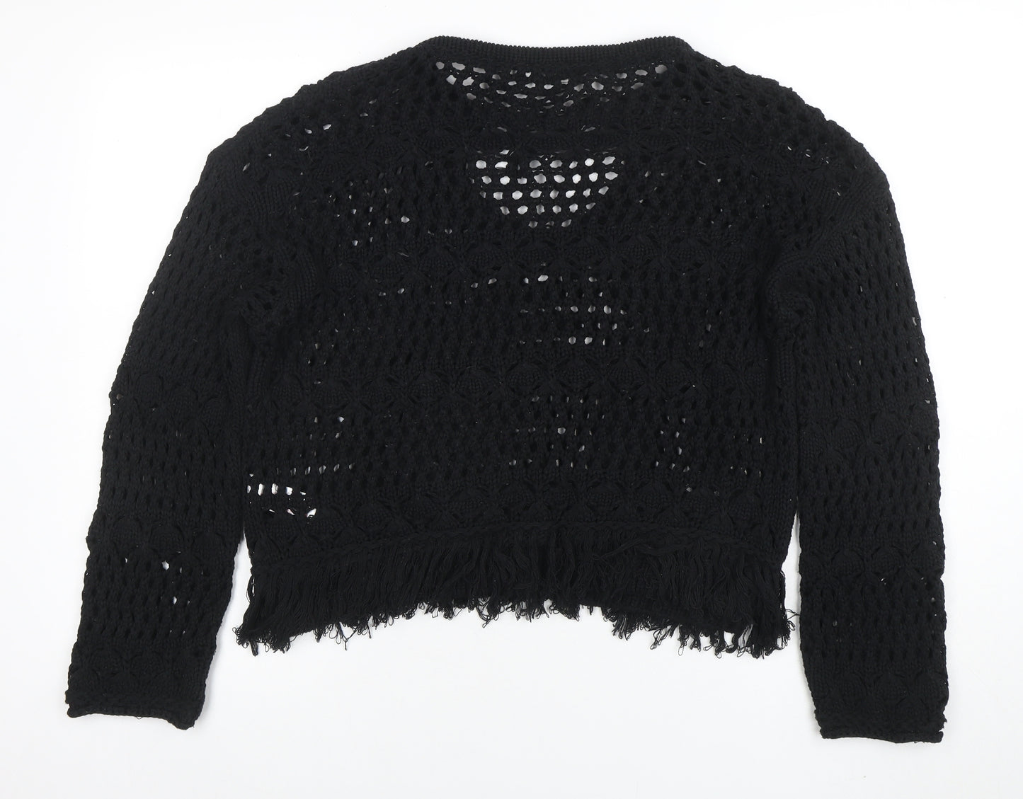 Primark Cares Women's Black Open-Knit Crochet Jumper S