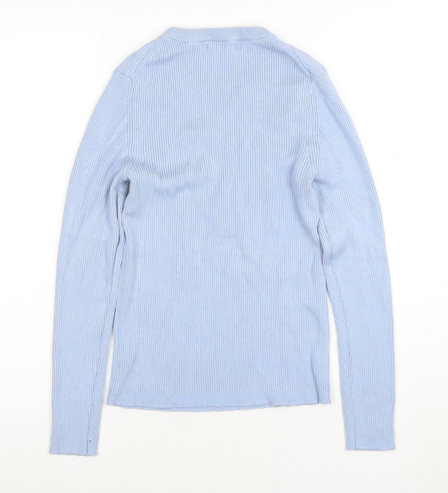 Primark Women Blue Ribbed Crew Neck Long Sleeve Pullover Jumper M