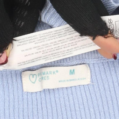 Primark Women Blue Ribbed Crew Neck Long Sleeve Pullover Jumper M