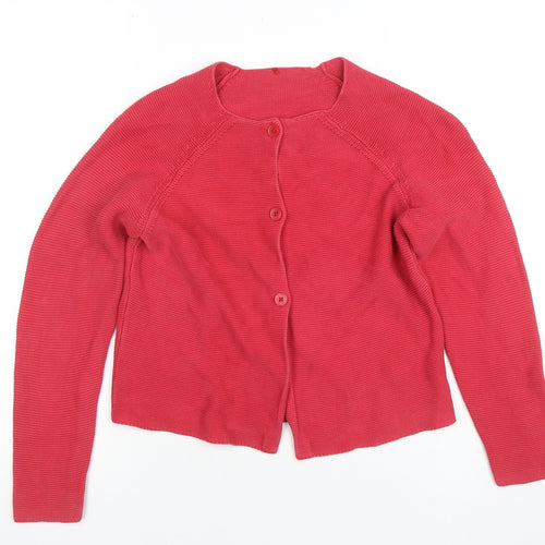 George Girls Red Cotton Button Up Cardigan 8-9 Years Long Sleeve Knit Jumper
