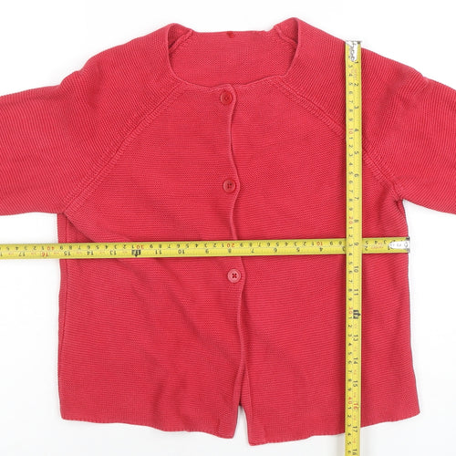 George Girls Red Cotton Button Up Cardigan 8-9 Years Long Sleeve Knit Jumper