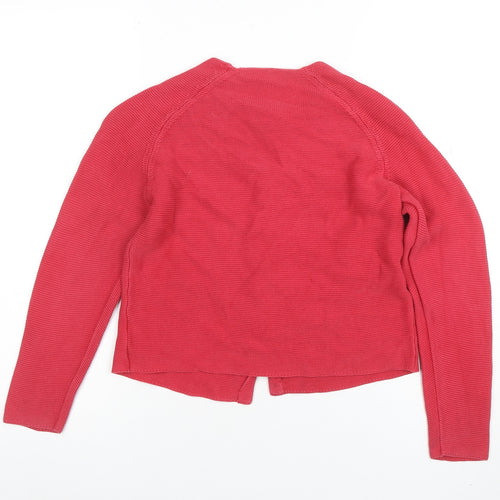George Girls Red Cotton Button Up Cardigan 8-9 Years Long Sleeve Knit Jumper