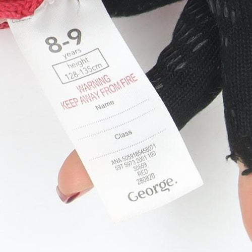 George Girls Red Cotton Button Up Cardigan 8-9 Years Long Sleeve Knit Jumper