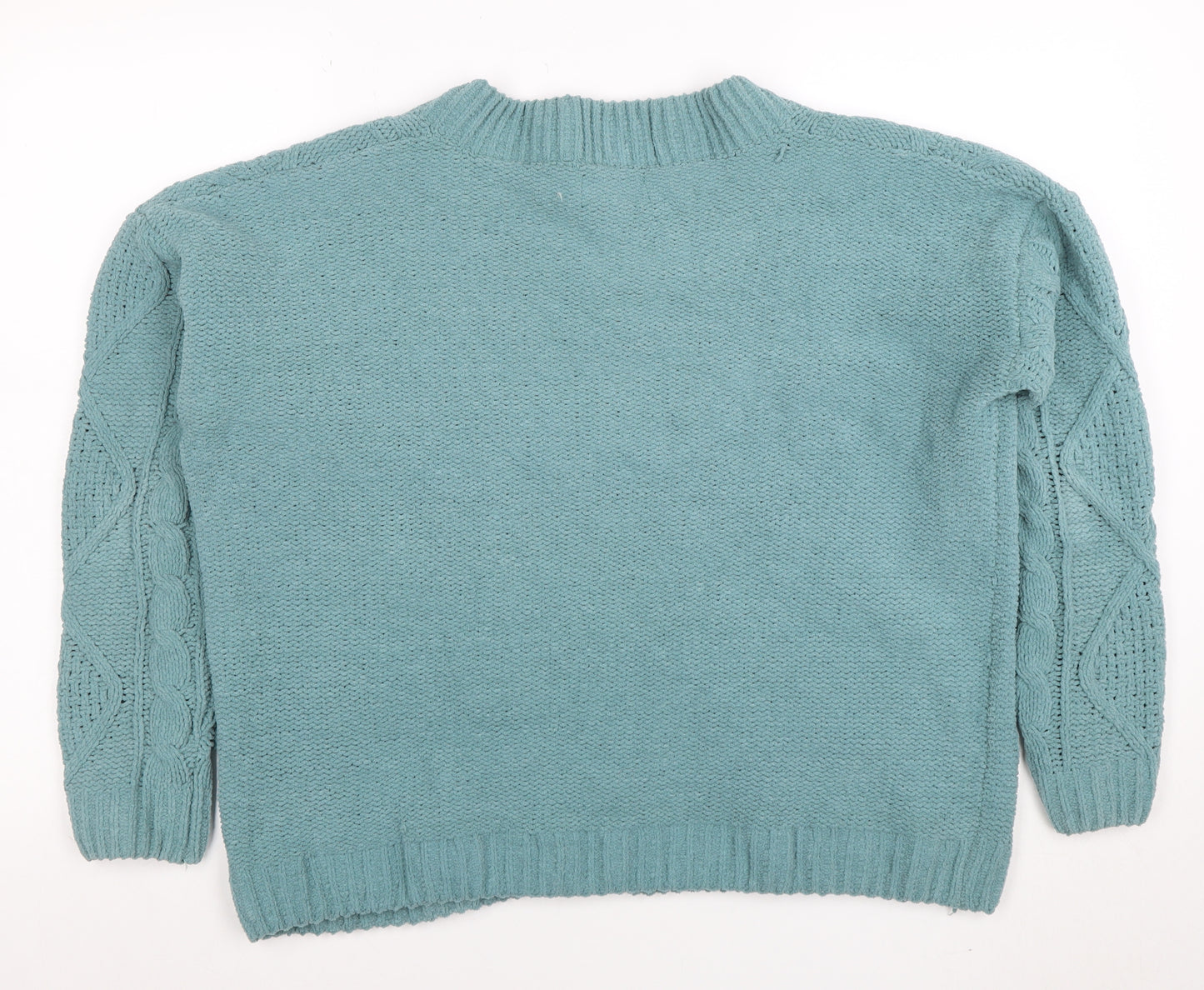 Primark Women’s Green Cable-Knit V-Neck Pullover Jumper L