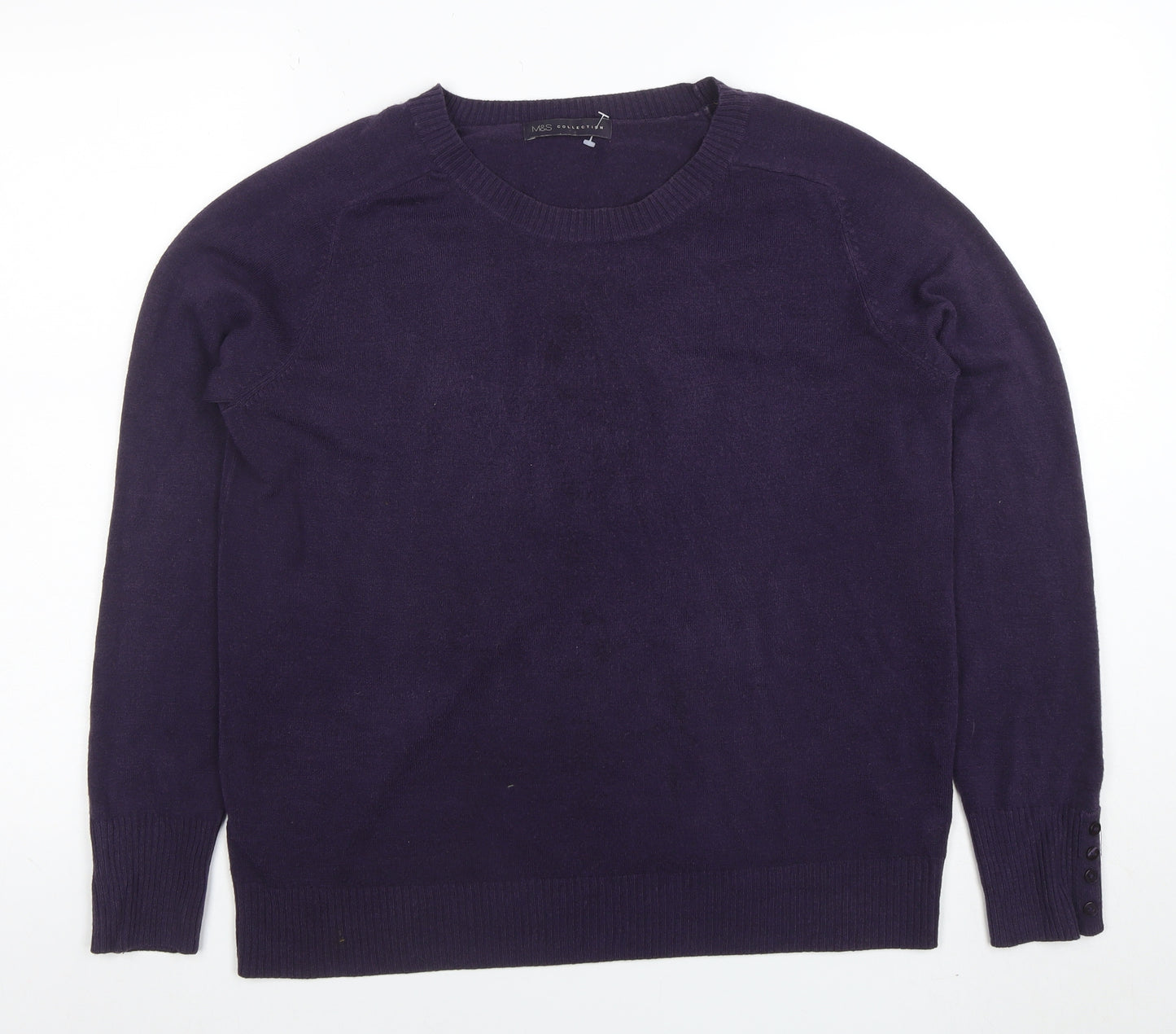 Marks and Spencer Women’s Purple Acrylic Crew Neck Jumper UK 18