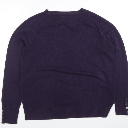 Marks and Spencer Women’s Purple Acrylic Crew Neck Jumper UK 18