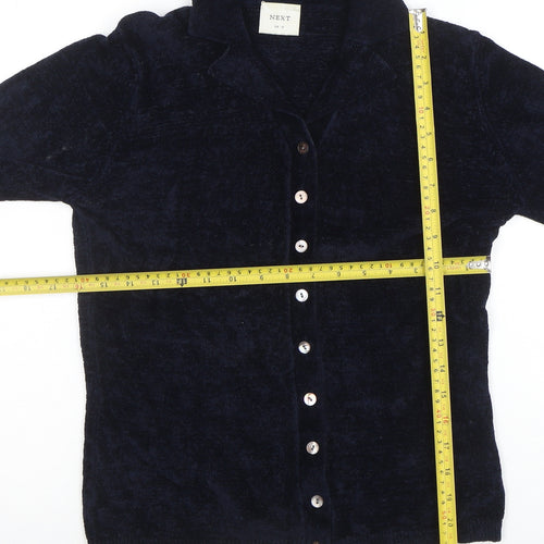 Next Women's Black Collared Button Cardigan UK 12 Long Sleeve Viscose Blend