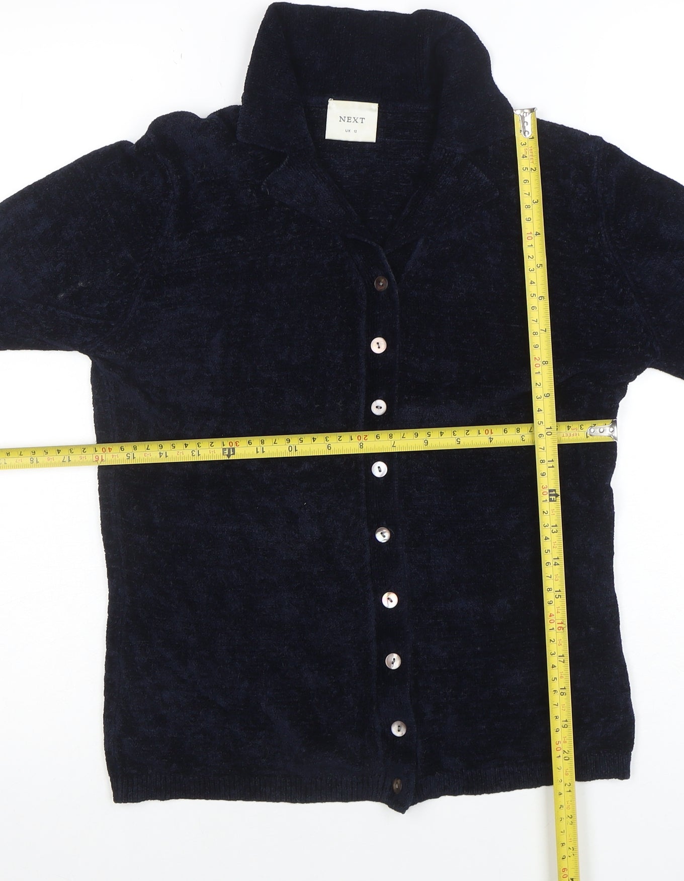 Next Women's Black Collared Button Cardigan UK 12 Long Sleeve Viscose Blend