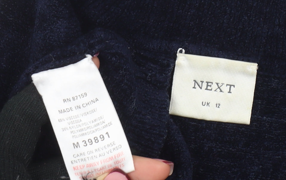 Next Women's Black Collared Button Cardigan UK 12 Long Sleeve Viscose Blend