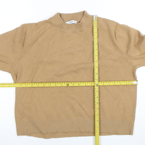 MNG Womens Beige Mock Neck Long Sleeve Knit Pullover Jumper Size L