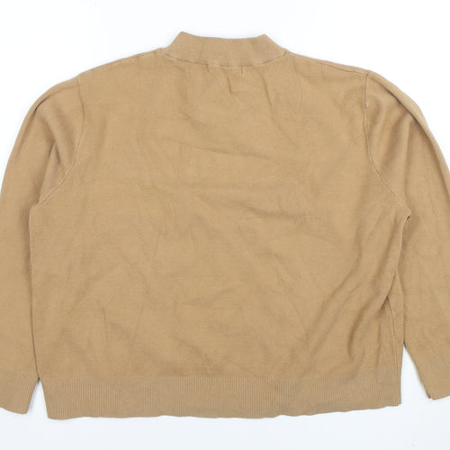MNG Womens Beige Mock Neck Long Sleeve Knit Pullover Jumper Size L