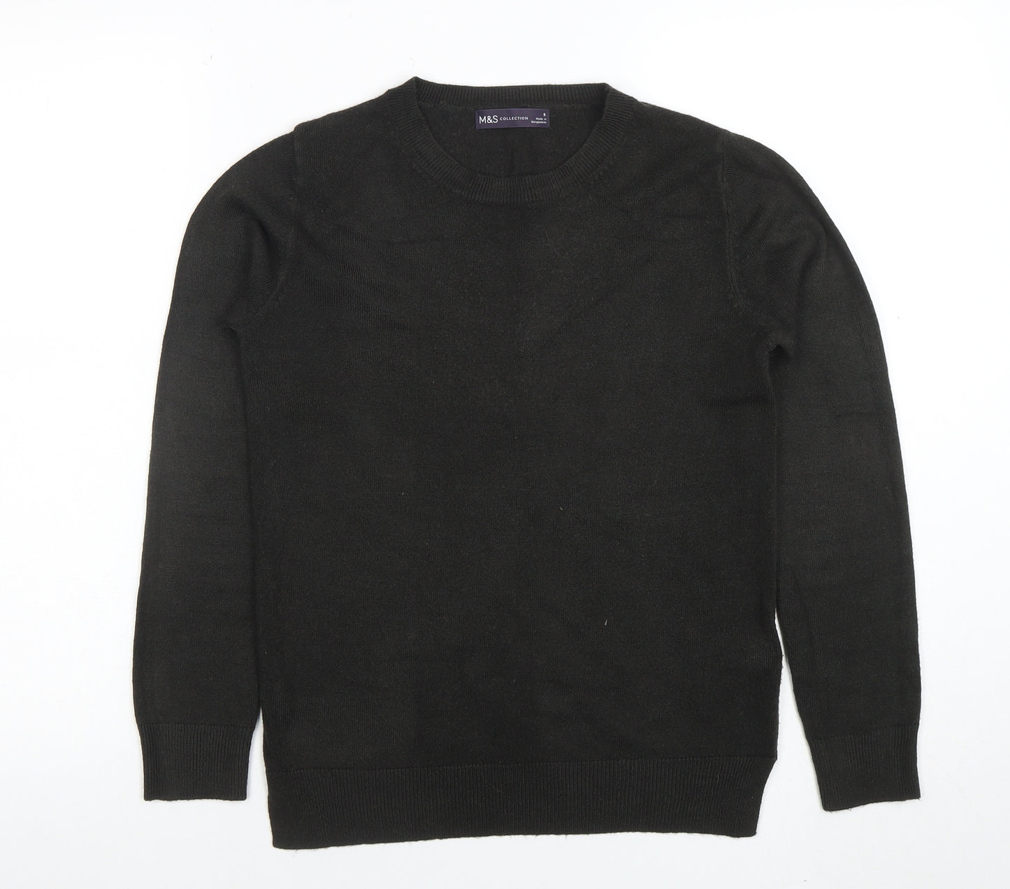 Marks and Spencer Women’s Black Cotton Blend Crew Neck Jumper Size 8